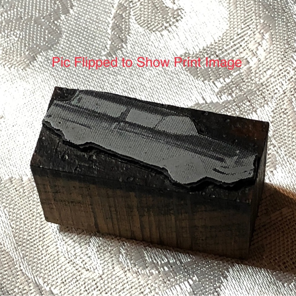 Antique Wooden Print Block 50s Station Wagon Screened